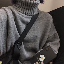 毛衣女pu020年新hiins原宿风加厚中长式高领宽松外穿情侣上衣