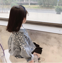 女春秋pu童珍珠牛仔hi20秋装(小)女孩童装韩款洋气开衫潮
