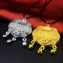 超大号pu月宝宝吊坠ngMM宝宝镀金聪明伶俐银锁项链
