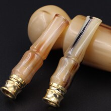 天然牦pu角烟嘴可清ng过滤拉杆型粗细烟嘴送备用滤芯男士礼品