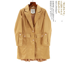 350pu 勾 20ng春季女装新品(小)女的~飘逸百褶雪纺拼接风衣外套 51