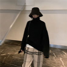 加厚羊pu羊绒衫高领ng女士毛衣女宽松外穿打底针织衫外套上衣