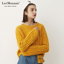 Leepuonsanan18秋式黄色针织衫宽松打底上衣套头毛衣女 设计师