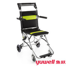 鱼跃便pw式轮椅20gg铝合金老的轻便折叠手推飞机轮椅车代步车(小)