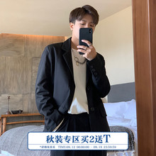 ONEqhAX秋装新h8黑色帅气(小)西装潮男女单排扣宽松绅士西服外套