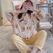 月子服qi秋纯棉产后xi妇睡衣产妇8月份9怀孕期哺乳喂奶衣套装