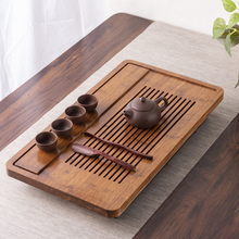 家用简qi茶台功夫茶ao实木茶盘湿泡大(小)带排水不锈钢重竹茶海