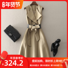 中长式qi身连衣裙欧uo高端时装礼服裙子2021春装新式气质女装