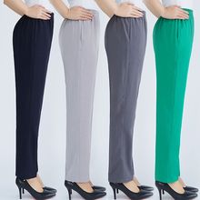 中老年qp蚕丝女裤松tc妈妈夏季真丝裤子九分裤长裤女显瘦宽松