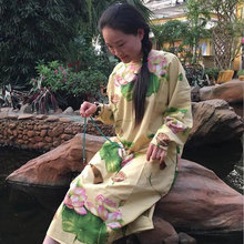 美袍儿qs祥布衣 『cj夏季文艺复古民族风亚麻连衣裙手工袍子
