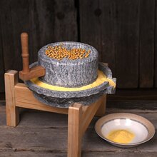 传统手qt(小)青石磨盘sj用石磨磨粉机豆浆手推磨幼儿园悠闲山庄