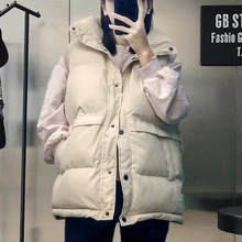 羽绒棉qy甲女202bk季新式韩款宽松短式坎肩背心显瘦面包服外套