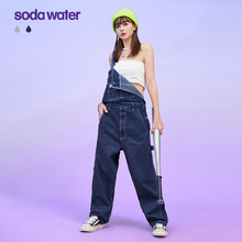SODqy 女装| bk0学院风百搭大口袋后背交叉显高背带裤连体裤 女式