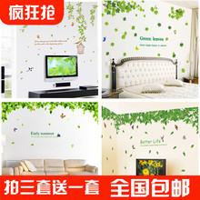 (小)清新rb色树叶子墙vd纸厨房餐厅卧室电视背景装饰墙贴绿叶贴