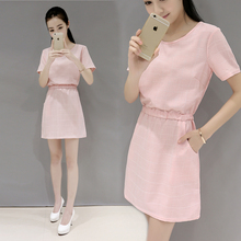 韩款连rb裙显瘦女时yi产后中长式喂奶服辣妈夏收腰外出哺乳衣