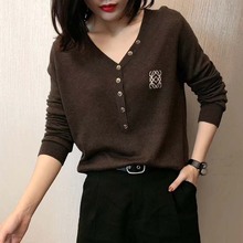 秋装针rf衫女套头韩oy新式女装时尚春季V领打底衫长袖羊毛衫