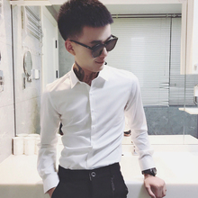 LESrk码男装矮(小)bx袖衬衫男S号XS码纯色商务衬衣正装寸衫修身