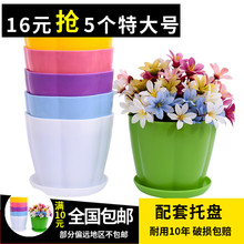 彩色塑rm大号花盆室ml盆栽绿萝植物仿陶瓷多肉创意圆形(小)花盆