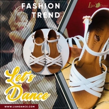 LiaruDancean宝宝比赛牛皮白色女童少儿伦巴舞软底鞋
