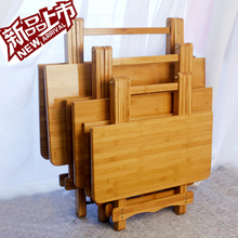 楠竹折ru桌便携(小)桌ue正方形简约家用饭桌实木方桌圆桌
