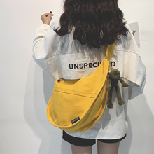 帆布大rw包女包新式hq1大容量单肩斜挎包女纯色百搭ins休闲布袋