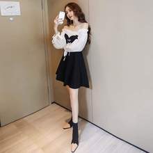 正品2rw20秋装新hq气质(小)礼服女神范衣服夜店显瘦性感一字肩连