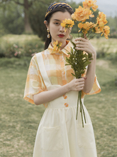 夏季女ry式少女(小)清zm裙套装背带裙长式过膝学生显瘦洋气减龄