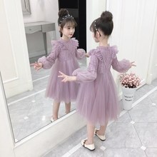 女童加s7连衣裙9十c7(小)学生8女孩蕾丝洋气公主裙子6-12岁礼服