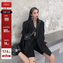 鬼姐姐s7色(小)西装女c7新式中长式chic复古港风宽松西服外套潮