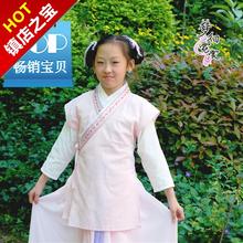 传统汉sa女大童t装an私塾书院中式春秋交领半臂下t裙绣花3件