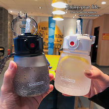 韩款少sa迷你可爱简an塑料杯宝宝宝宝吸管杯清新磨砂学生水杯