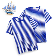 夏季海sc衫男短袖txw 水手服海军风纯棉半袖蓝白条纹情侣装