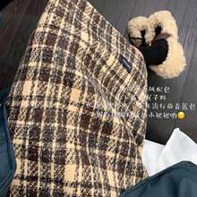 遮胯裙sc2020网jm女英伦格子高腰包臀裙中长式毛呢开叉半身裙
