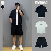 【套装sc夏季韩款短kf分袖外套潮流宽松(小)西服短裤潮男中袖