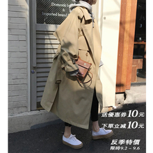 卡其色sf衣女春装新zx双排扣宽松长式外套收腰系带薄式大衣潮