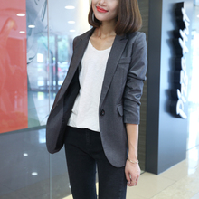 202sh秋冬新品(小)ng款修身西服外套洋气休闲厚(小)西装外套女灰色