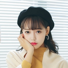 帽子女sh冬贝雷帽羊qs伦复古文艺简约画家帽甜美百搭韩款潮帽