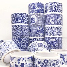 鸭*哑sh青花瓷纹装qs 古韵中国风创意封箱包装黏贴宽胶带 6cm