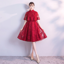 孕妇新sh敬酒服20xk式显瘦高腰遮肚结婚晚礼服女酒红色平时可穿