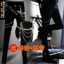 夏季潮sh个性修身牛cm士弹力韩款弹力发型师(小)脚裤