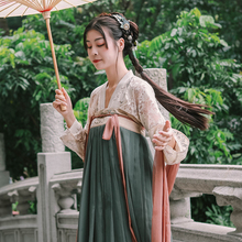 花笑汝si竹里馆/一an统六米大摆改良蕾丝齐胸襦裙常夏季女