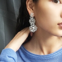 手工编sj透明串珠水hj潮的时髦个性韩国气质礼服晚宴会耳坠女