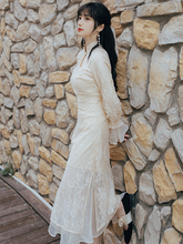 改良旗sj年轻式少女tq质仙女蕾丝连衣裙夏古着vintage裙桔梗