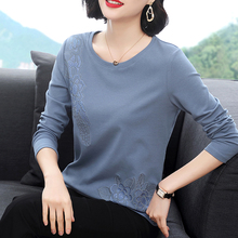 纯棉长slt恤女 2cx春秋装新式宽松洋气打底衫中老年妈妈上衣外穿