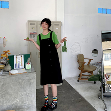 JHXsq 减龄工装ny带裙女长式过膝2019春装新式学生韩款连衣裙