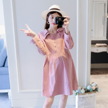 孕妇秋sq连衣裙甜美ny款宽松潮妈孕妇裙子中长式衬衫孕妇上衣