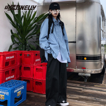 夏季长sx外套inswqf风男女衬衣港味chic宽松衬衫女上衣原宿风