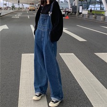 春夏2sx20年新式wt款宽松直筒牛仔裤女士高腰显瘦阔腿裤背带裤
