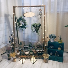 绿萝吊sz实木花架阳sp花盆架子室内 植物角装饰阳台(小)花园
