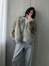 皮草外tc女短式20jz冬新式拼接绵羊皮机车狐狸毛裘皮大衣潮妈妈